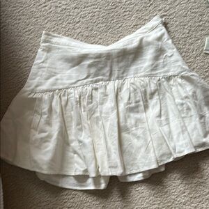 Avec Les Filles Cream Skater Mini Skirt Ruffled Tiered